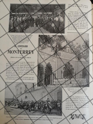 Afiche Antiguo Fiestas Del Centenario En Monterrey 1910