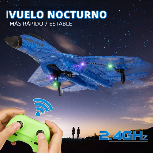 Rovtop X Avion Control Remoto Niños Anti Golpes Dron Juguete Remote Distance De 150 M Dos Métodos De Vuelo 2 Canales Recargable Azul Con Luz