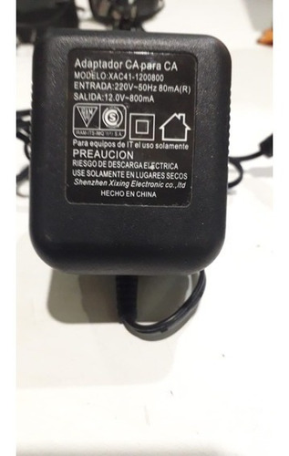 Transformador 12v 800ma Ac Alterna- Alterna Con Cable Y Plug