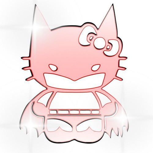 Acrílico Decorativo Espelhado Hello Kitty + Batman Vermelho