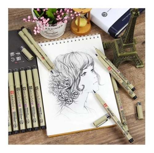 Imagen 8 de 10 de Set De Lapices Tiralineas Sakura Pigma Micron X 6 Unidades