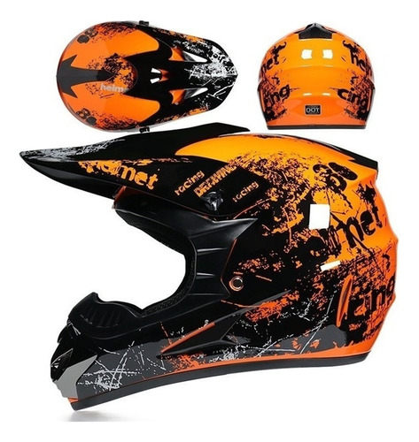 Casco Tipo Cross Negro Mate Certificacion Dot Tallas