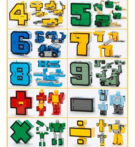 Brinquedo Númebots Números Que Se Transformam Robôs 10 Pcs