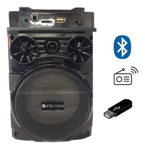 Caixa De Som 4 Kts-1121a Portátil Bluetooth Potente Rádio Cor Preto