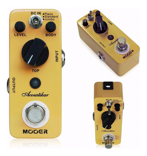 Simulador de guitarra acústica Mooer Acoustikar Yellow Pedal
