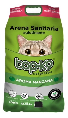 10 Kg Arena Sanitaria Aglutinante Topk9 Manzana