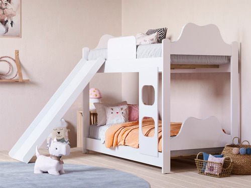Cama simple Móveis Bela Bela com escorregador cuna color blanco fabricada en mdf