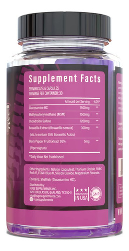 Huge Supplements Soporte Para Las Articulaciones, Fórmula Re