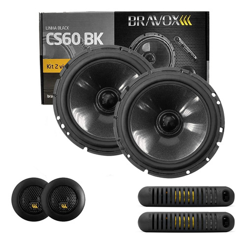 Kit 2 Vias Som Automotivo Bravox 2 Cs60 Bk 130 Rms