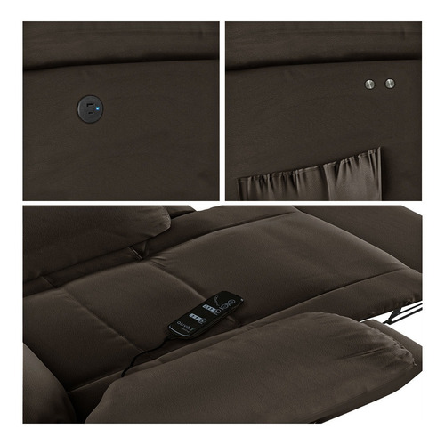 Poltrona Papai Reclinável Power Touch Massagem Usb Pu Marrom