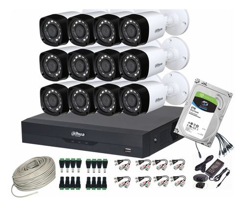 Cctv Kit Dahua Pro 4k 8mp Dvr 16ch + 12 Cam + 2t Tienda9cl