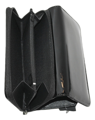 Cartera Piel De Charol Original Un Cierres Dama Elegante