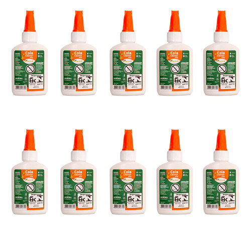 Cola Branca Liquida Escolar 40g Cada - Kit Com 10 Unidades Cor Branca - Leo&Leo