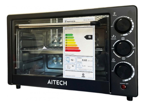 Horno Eléctrico C/control De Temperatura Y Temporizador Negro