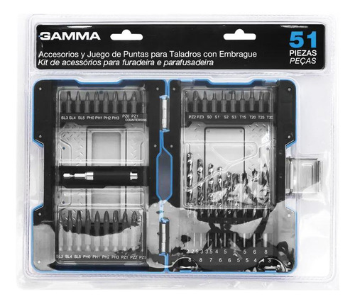 Kit Acessorios Parafusadeira Furadeira Gamma G19513 51 Peças