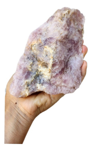 Piedra Cuarzo Rosa Con Calcita Y Turmalina