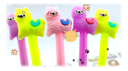 12 Plumas Kawaii Linda Llama Alpaca Color Tinta Gel Negro :)