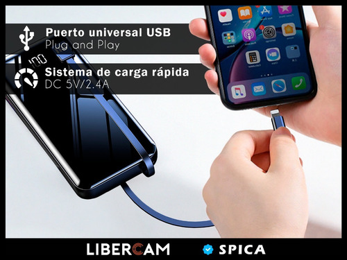 Power Bank Cargador Portatil 20000mah Spica Sw-400 Bateria Color Negro