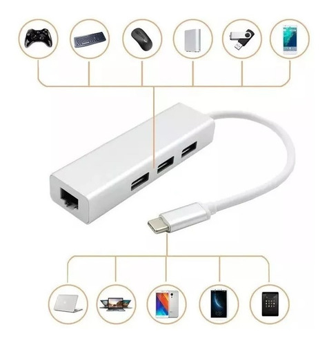 Imagen 4 de 10 de Hub Usb C 3.1 X Puertos Usb 3.0 + Red Aluminio Premium