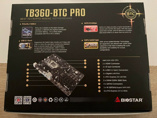 Imagen 3 de 3 de Biostar Motherboard Tb360-btc Pro Btc Eth Mining + Intel I3