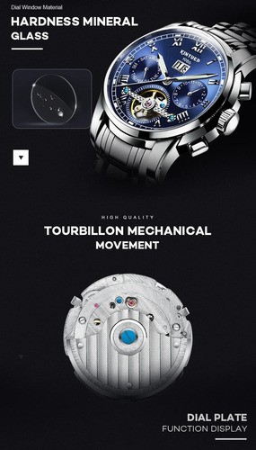 Kinyued Reloj De Oro Automático 30m Lujo Nocturno