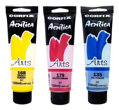comprar Kit 3 Tintas Acrílicas Corfix Arts 120ml G1 Escolha Sua Cor