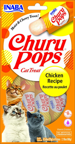 Inaba Ciao Churu Pops Pollo - Snack Premio Gato - 4 Tubos