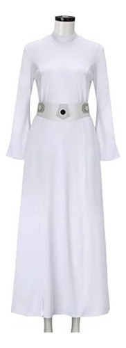 Disfraz De Leia Para Mujer, Vestido Largo Con Capucha Blanco