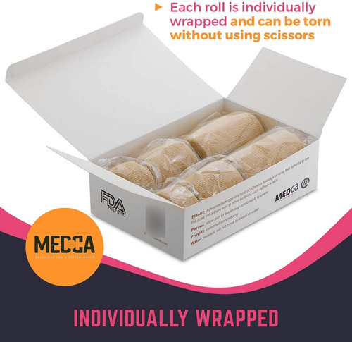 6 Pack, Self Adherent Cohesive Tape - 1 2 3 X 5 Yards Com