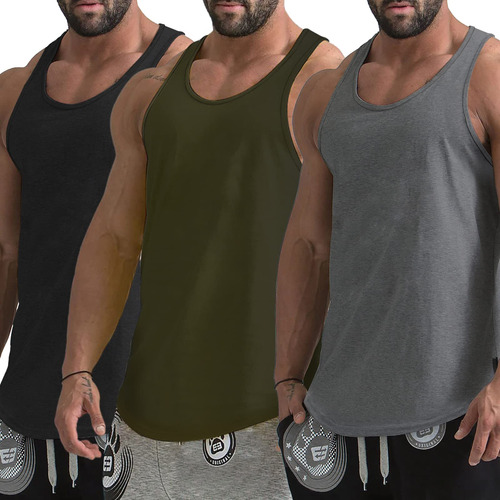 Pack 3 Camiseta Manga Para Hombre Entrenamiento Gimnasio