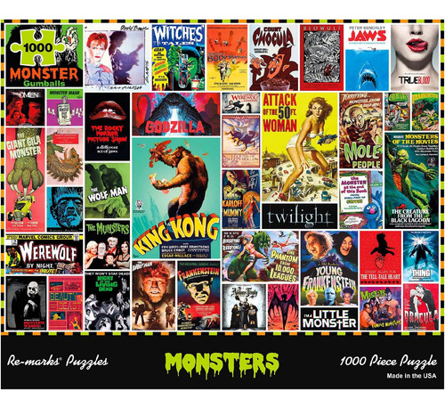 Re-marks Monsters Collage Jigsaw Puzzle, Rompecabezas De 100