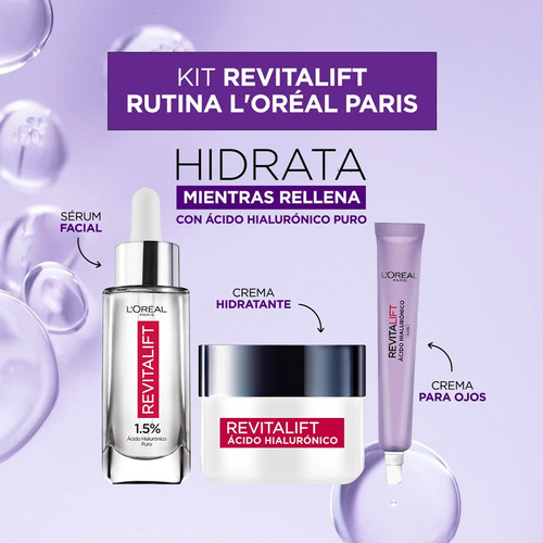 Kit Revitalift Ácido Hialurónico: Serum, Crema Día Y De Ojos