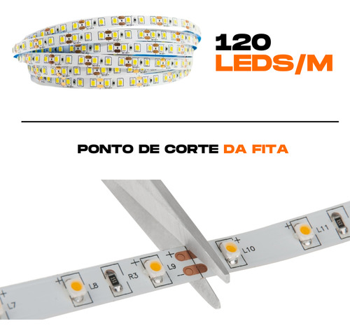 Fita Led 2835 Direta Branco 120 Leds 5 Metros Rolo Sem Fonte Luz Branco-neutro Tensão de operação 12V 127/220V