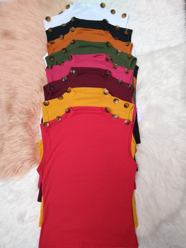 Imagem 1 de 1 de Blusa Feminina Gola Alta Canelada Botões Moda Estagran