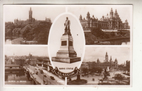 Escocia Antigua Postal Con 5 Vistas De Glasgow Vintage Uk 