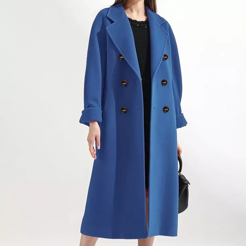 Abrigo Largo, Elegante Abrigo De Felpa Cruzado Para Mujer