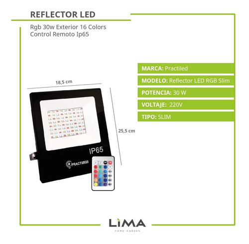 Imagen 2 de 9 de Reflector Led Rgb 30w Exterior 16 Colors Control Remoto Ip65