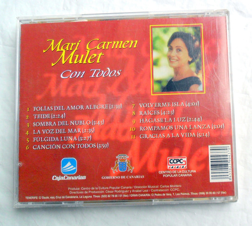 Mari Carmen Mulet - Con Todos ( Folk Islas Canarias ) Cd Ex (Usado)