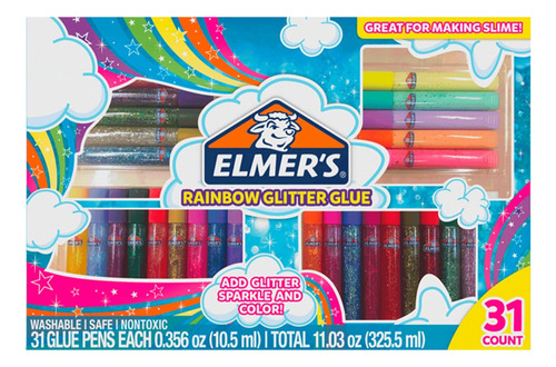 Pack Pegamento Glitter En Tubo Elmers Caja X30