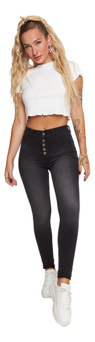 Jeans Mujer Tiro Alto Pitillo 1694 Grafito Paradise Jeans