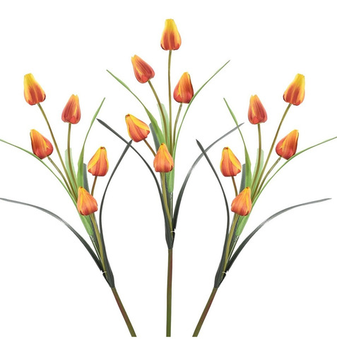 Tulipanes Flores Artificiales Vara Con 5 Flores Pack 3 Pz