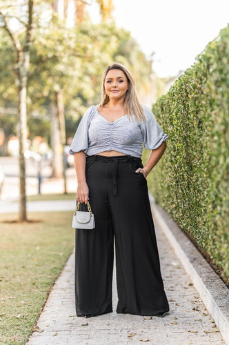 Imagem 3 de 9 de Calça Feminina Plus Size Elastico Soltinha Elegante Premium