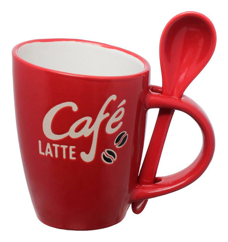 Caneca Xícara Café Presente C/ Colher Cerâmica