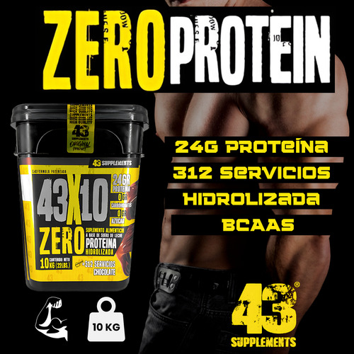 Proteína Zero Hidrolizada 43 Supplements Cubeta 10 Kg