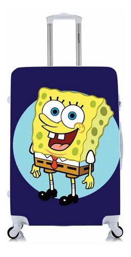 Capa Protetora Para Mala Pequena Bob Esponja Fundo Com Roxo