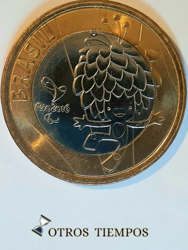 Moneda Brasil 1 Real Mascota Tom Juegos Olimpicos