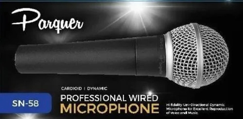 Micrófono Parquer 58 Dinámico Cardioide Voz Con Cable Cuota Color Negro