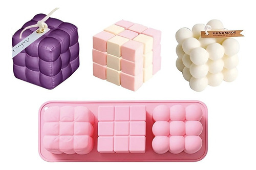 Molde Silicón Grande Rubik´s Bubble Jabones Velas Cubo