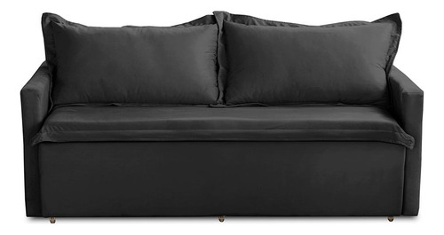 Sofá Sem Caixa Ret Reclinável 1,85m Molas Kiara Suede Preto