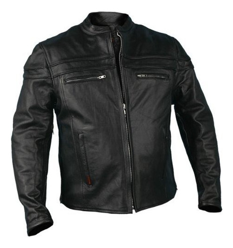 Hot Leathers Jkm1011blkl Mens Heavyweight Chaqueta De Cuero